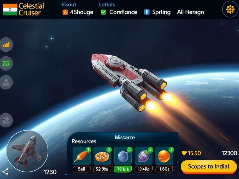 Celestial Cruiser gameplay screenshot showing spaceship in space